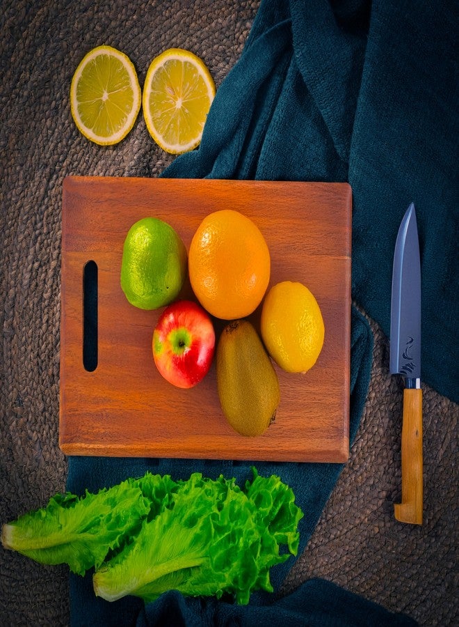 Timberz لوح تقطيع خشبي من تيمبرز للمطبخ | لوح تقطيع متين من خشب الأكاسيا للفواكه والجبن والخضراوات | سطح متعدد الاستخدامات وآمن (صغير) - Image 5